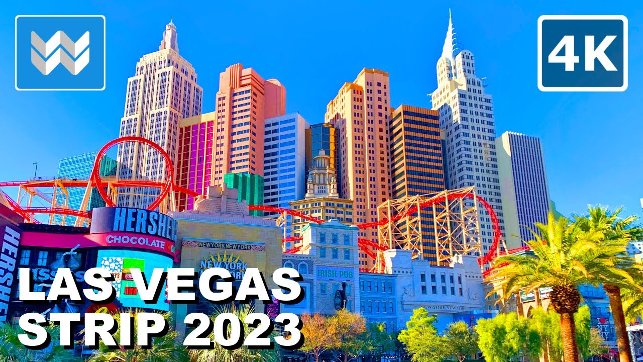 [4K] Las Vegas Strip 2023 Hotels Walking Tour Vlog & Vacation Travel Guide - Treadmill Workout 🎧