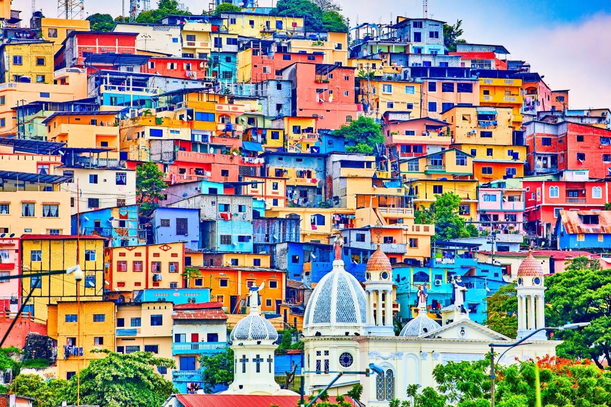 colorful houses of Las Penas on santa Anna hill district landmark of Guayaquil Ecuador in south america